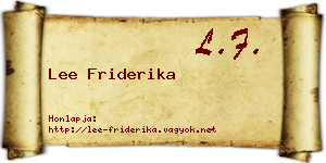 Lee Friderika névjegykártya